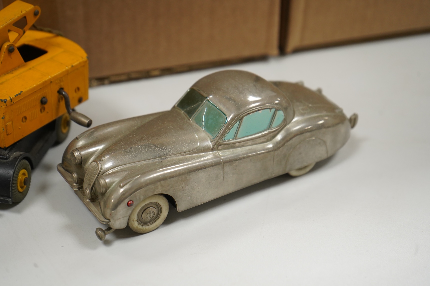 A collection of thirty-five Dinky Toys and five Spot On diecast vehicles, including; a Foden tanker, Leyland octopus, Maudsley horsebox, telephone service van, Royal mail van, and a selection of other cars and commercial